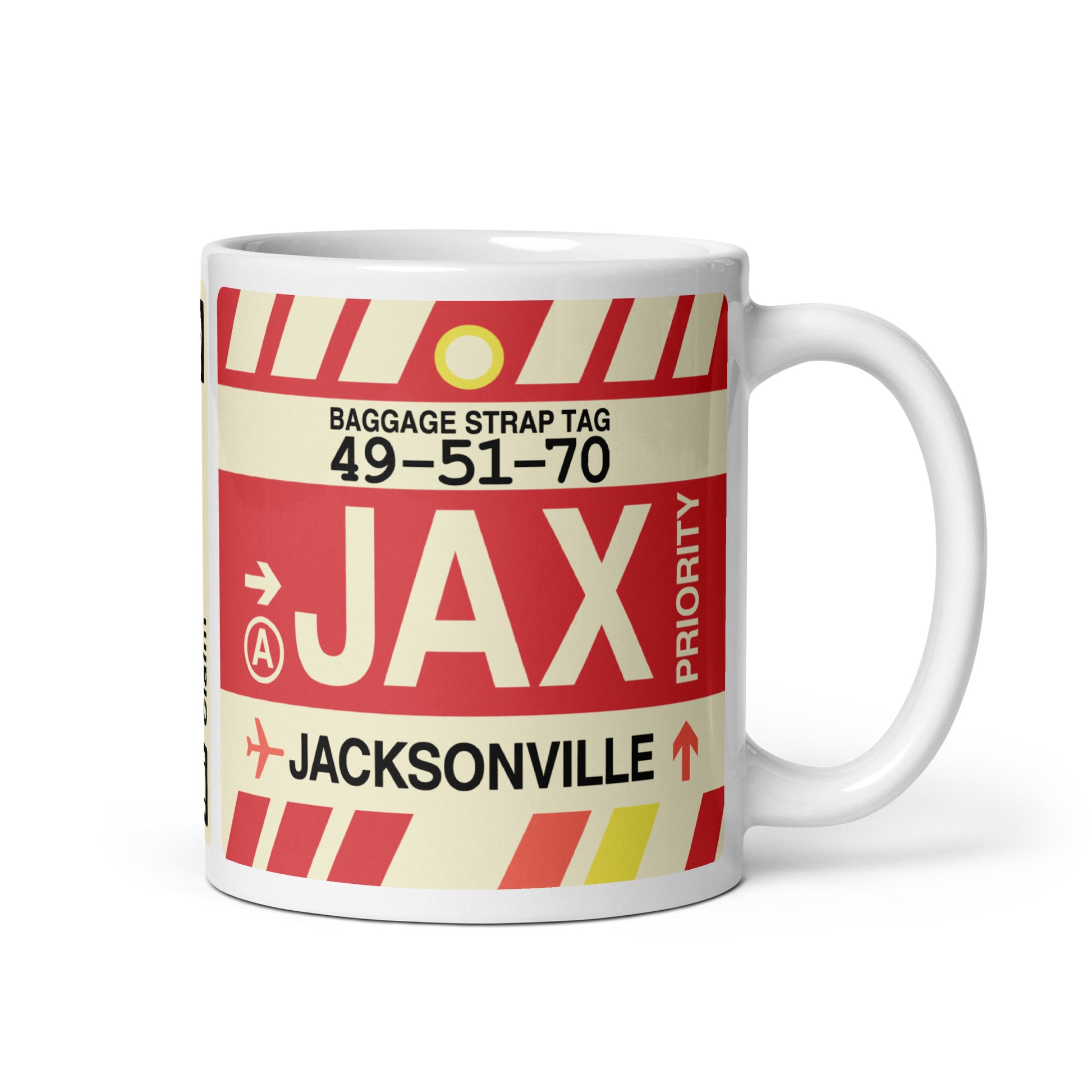 JAX Jacksonville Coffee Mug • Jet Age Baggage Tag Design • YHM Designs - Image 01