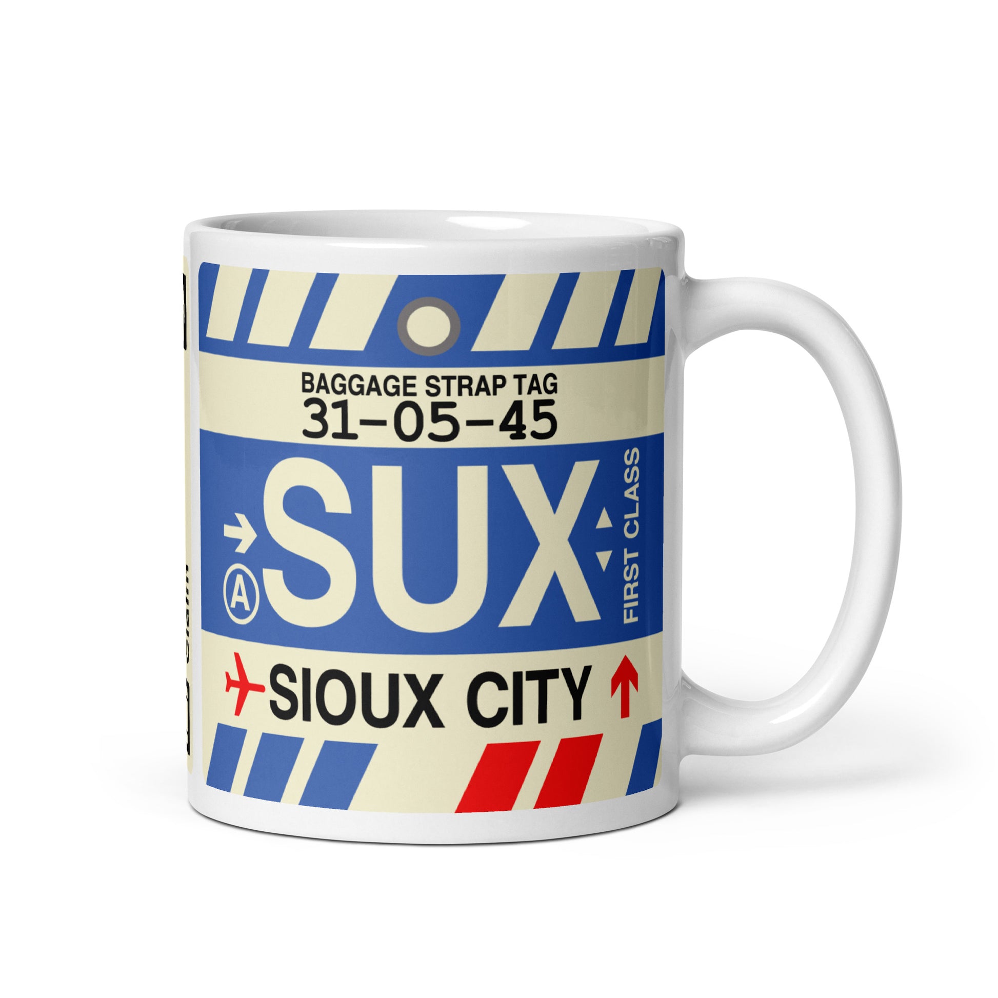 SUX Sioux City Coffee Mug • Jet Age Baggage Tag Design • YHM Designs - Image 01