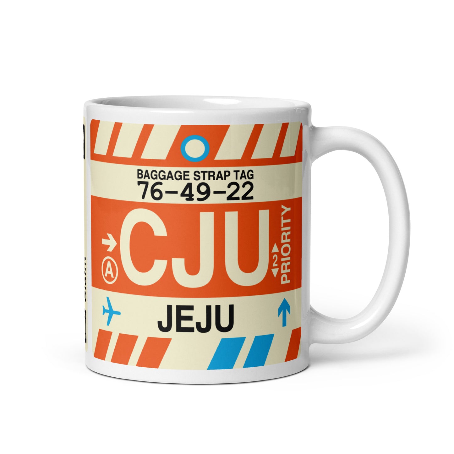 CJU Jeju Coffee Mug • Jet Age Baggage Tag Design • YHM Designs - Image 01