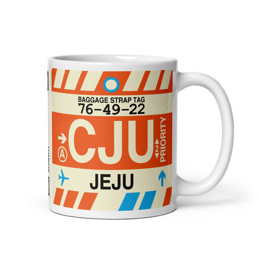 CJU Jeju Coffee Mug • Jet Age Baggage Tag Design • YHM Designs - Image 01