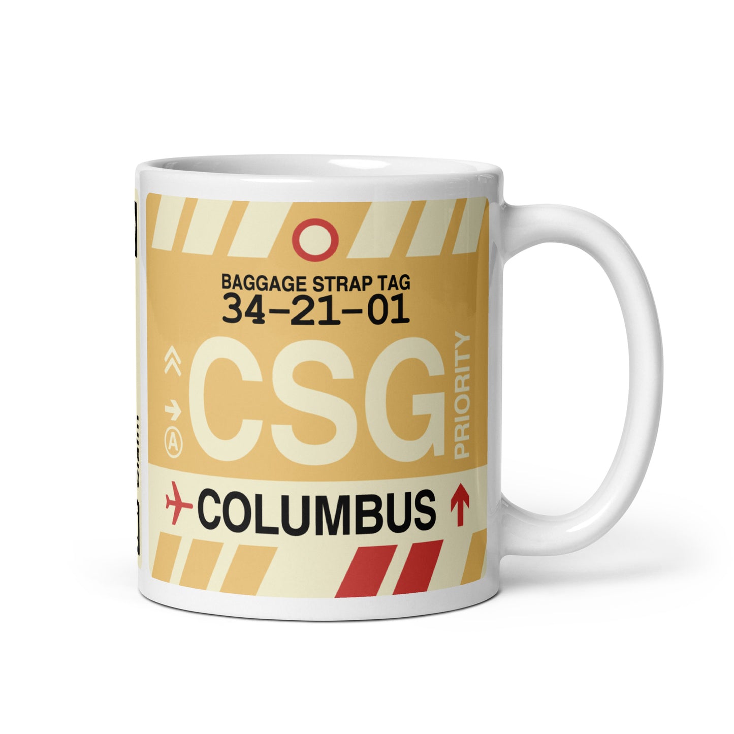 CSG Columbus Coffee Mug • Jet Age Baggage Tag Design • YHM Designs - Image 01