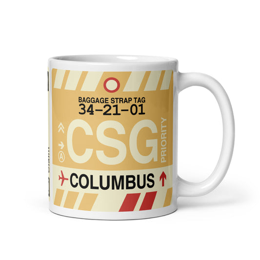 CSG Columbus Coffee Mug • Jet Age Baggage Tag Design • YHM Designs - Image 01