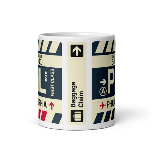 Travel-Themed Coffee Mug • PHL Philadelphia • YHM Designs - Image 02