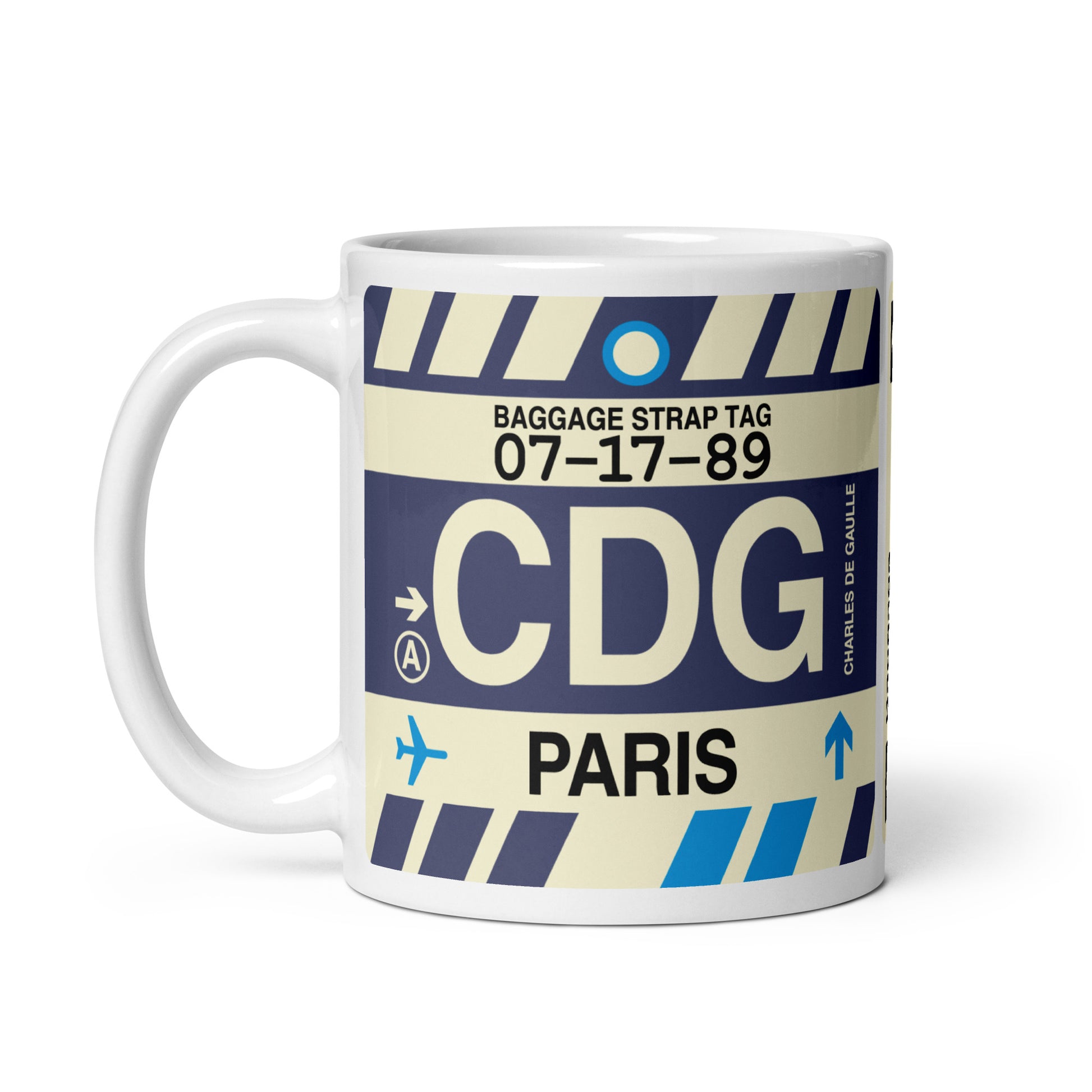 Travel-Themed Coffee Mug • CDG Paris • YHM Designs - Image 03