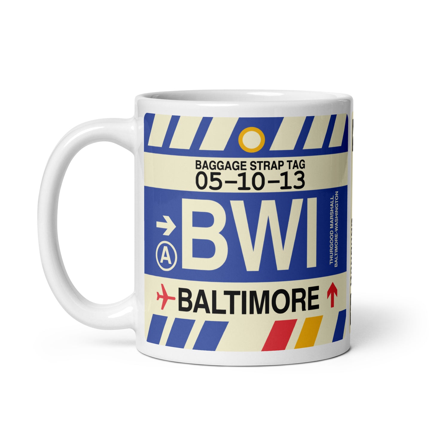 Travel-Themed Coffee Mug • BWI Baltimore • YHM Designs