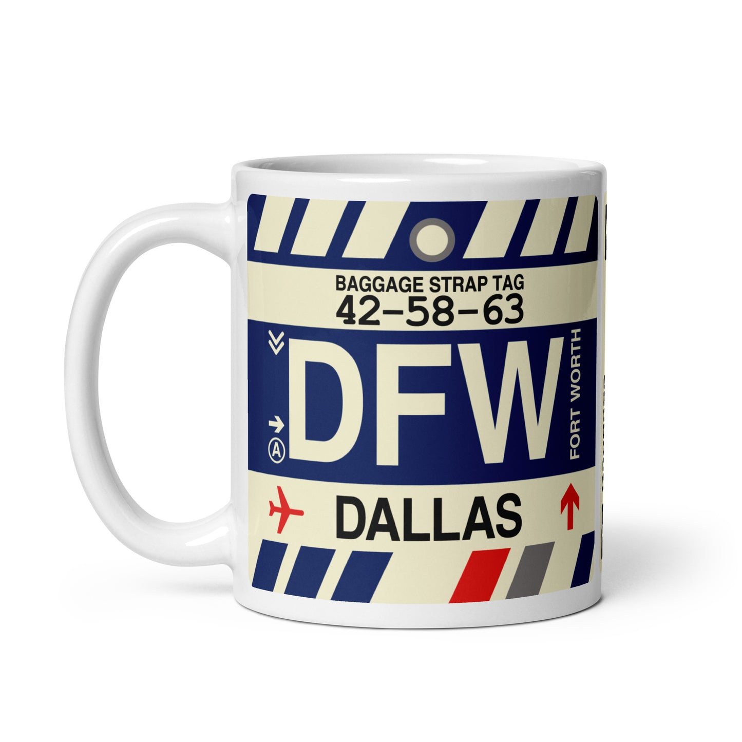 Travel-Themed Coffee Mug • DFW Dallas • YHM Designs - Image 03