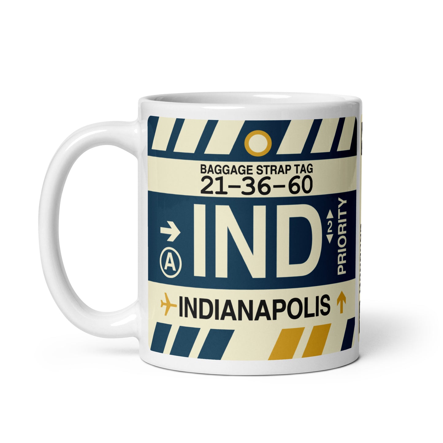Travel-Themed Coffee Mug • IND Indianapolis • YHM Designs - Image 03