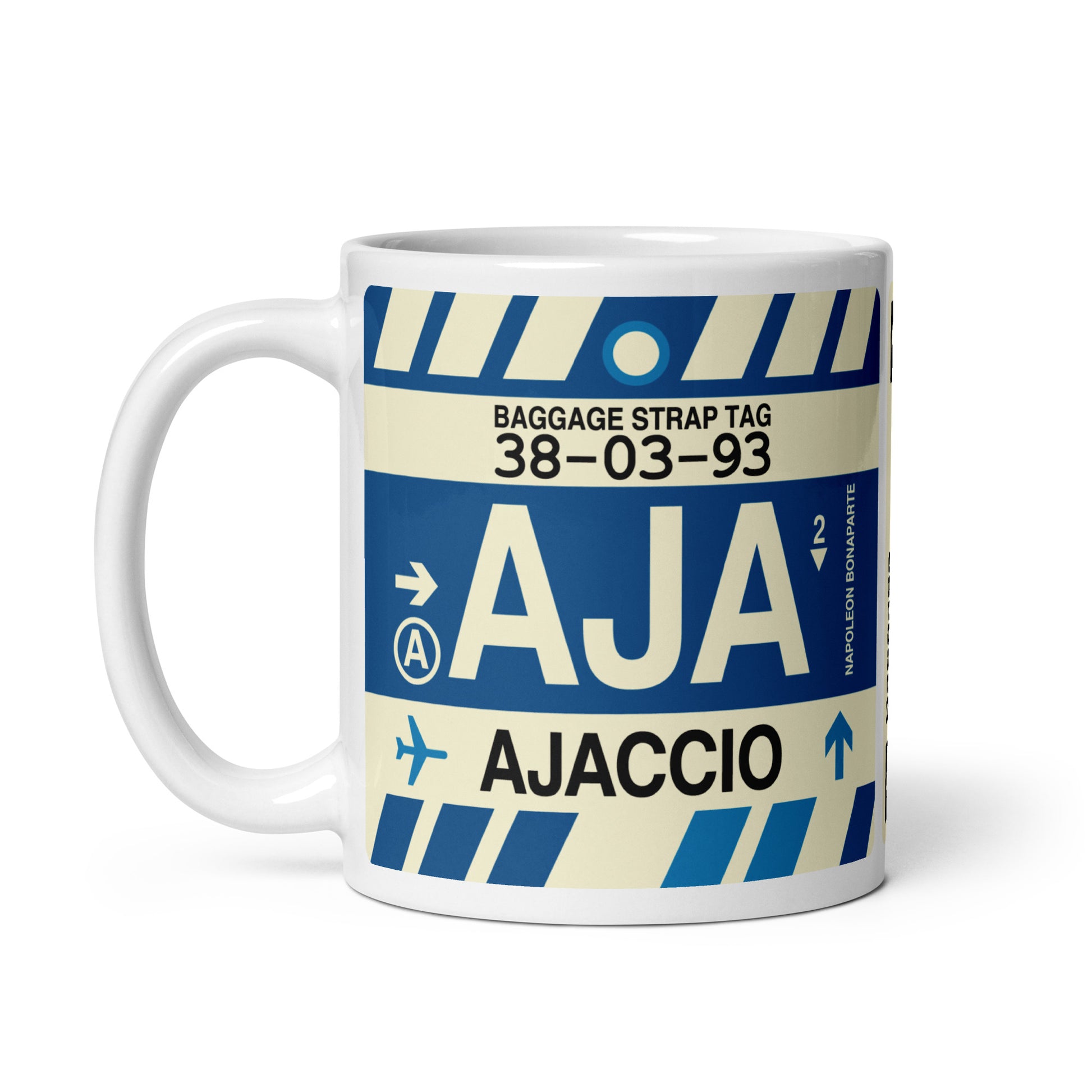 Travel-Themed Coffee Mug • AJA Ajaccio • YHM Designs - Image 03