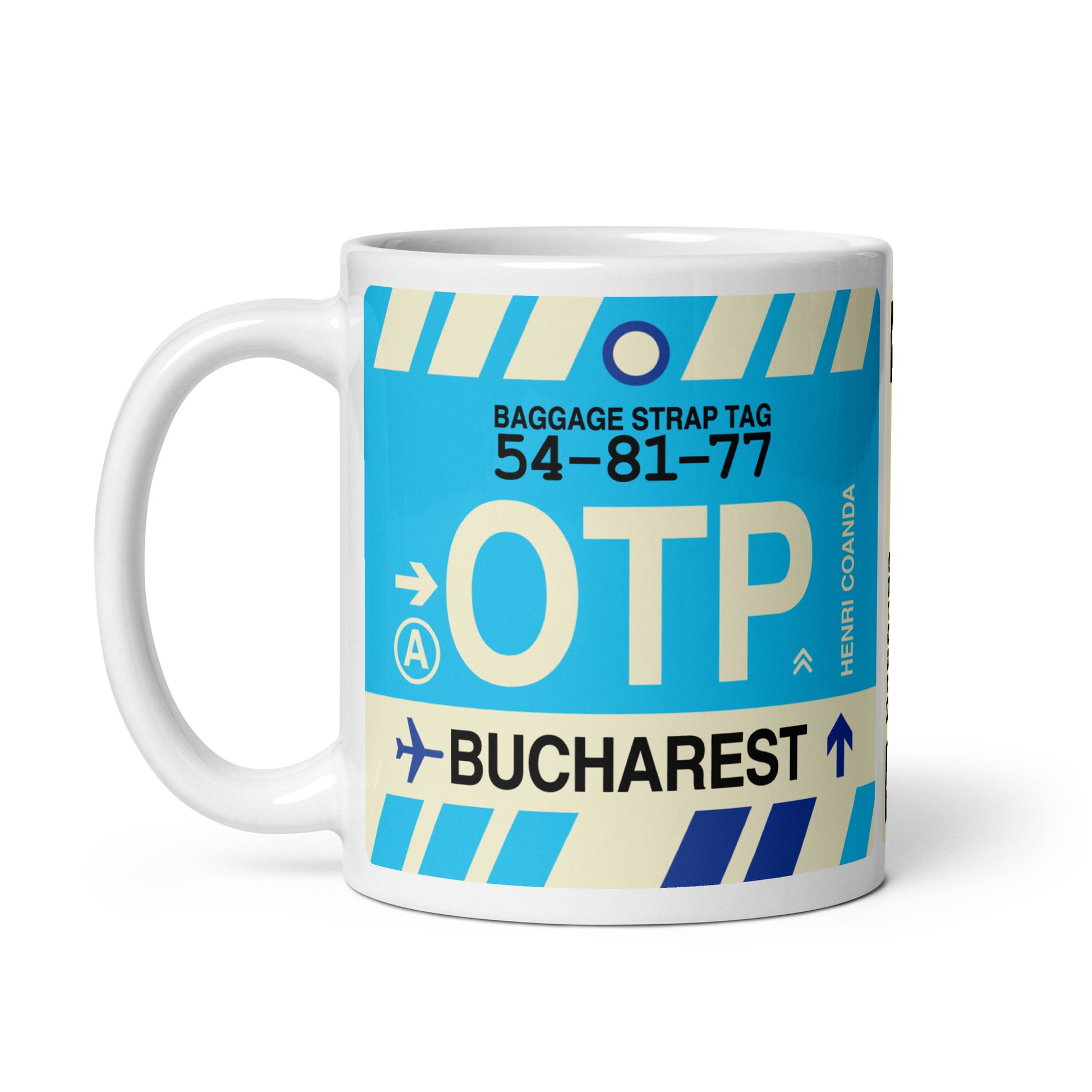 Travel-Themed Coffee Mug • OTP Bucharest • YHM Designs - Image 03