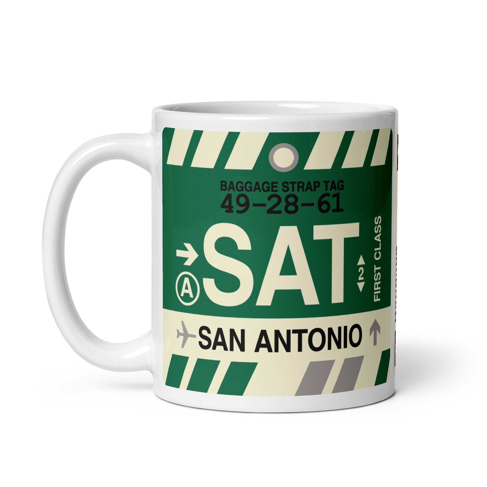 Travel-Themed Coffee Mug • SAT San Antonio • YHM Designs - Image 03
