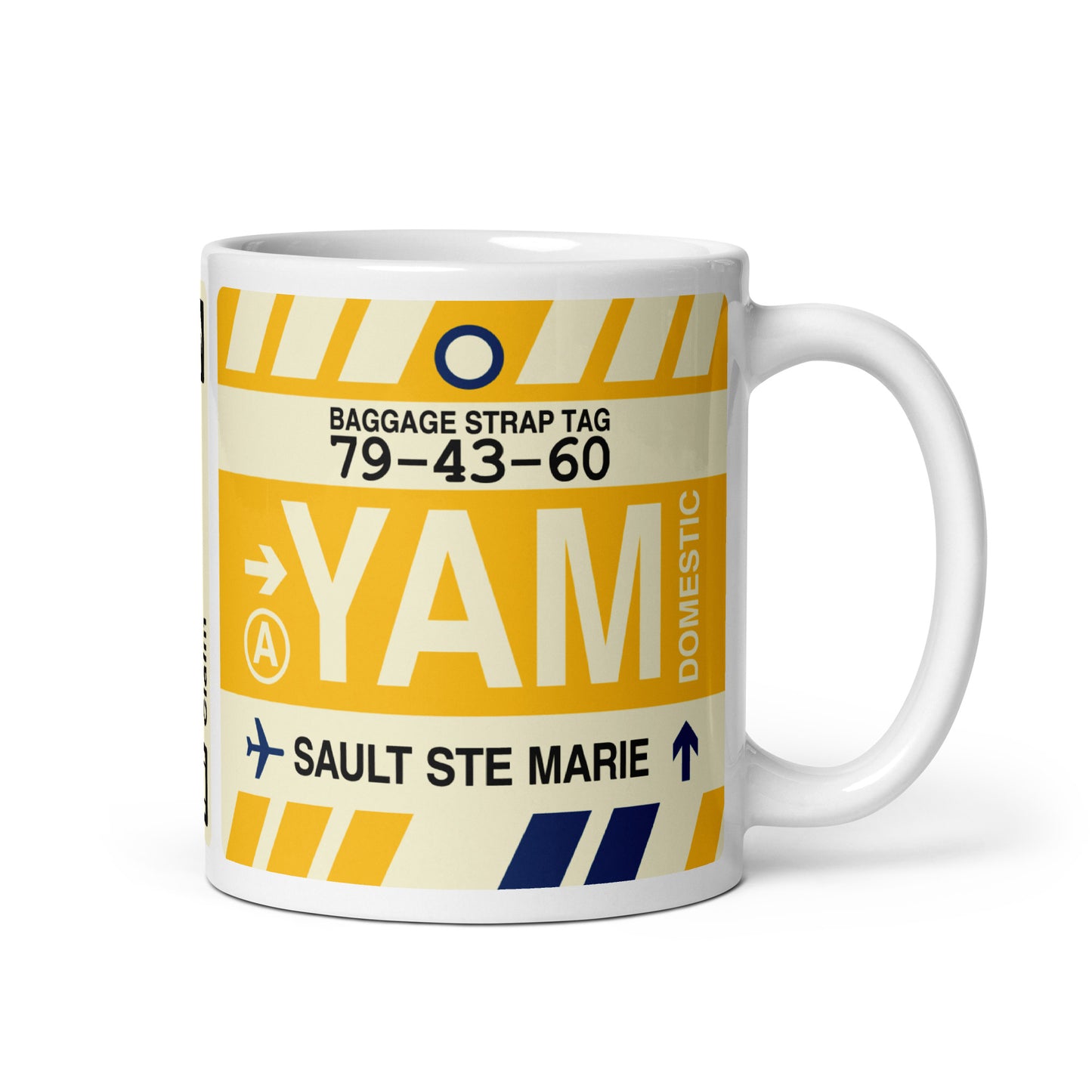 Travel-Themed Coffee Mug • YAM Sault-Ste-Marie • YHM Designs - Image 01