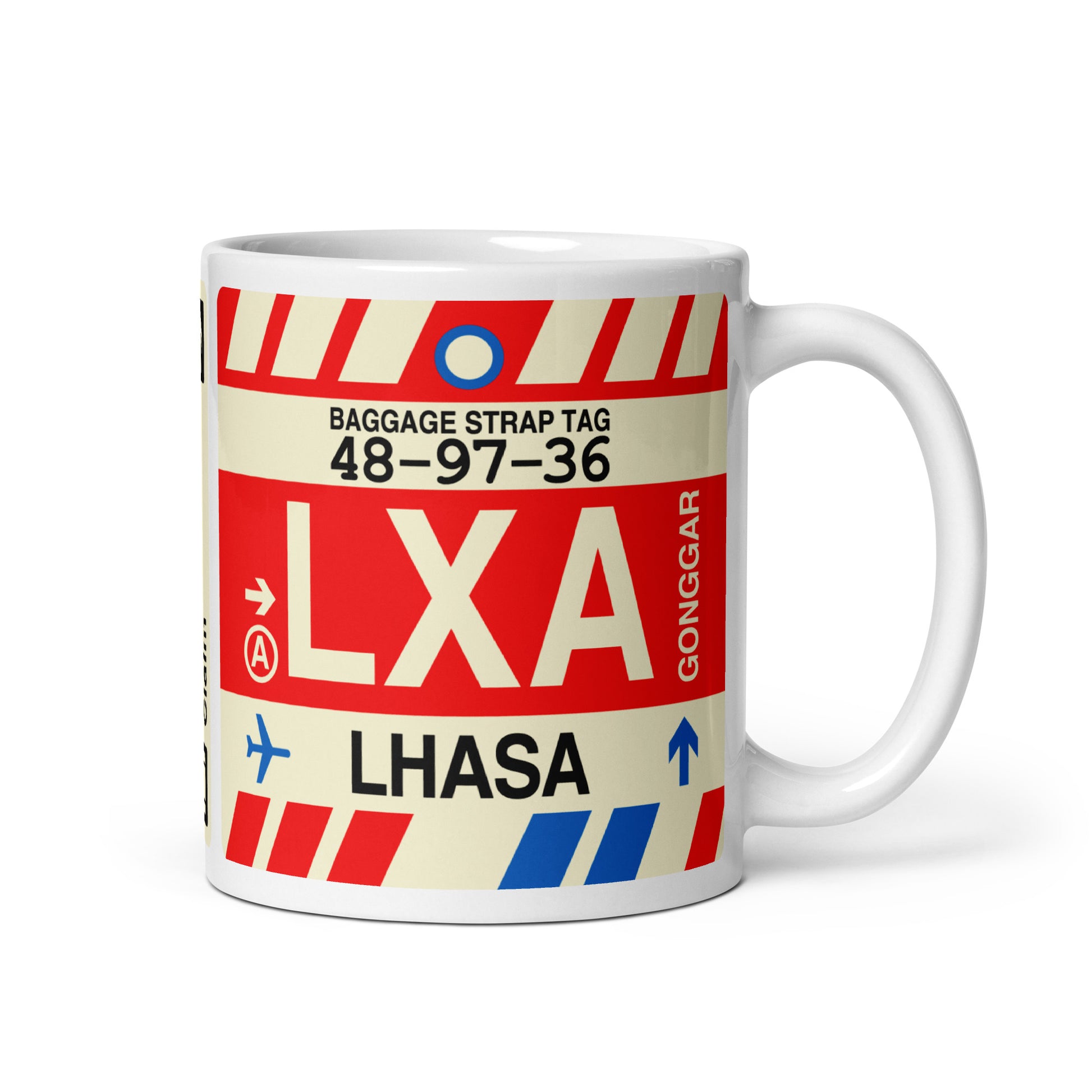 Travel-Themed Coffee Mug • LXA Lhasa • YHM Designs - Image 01
