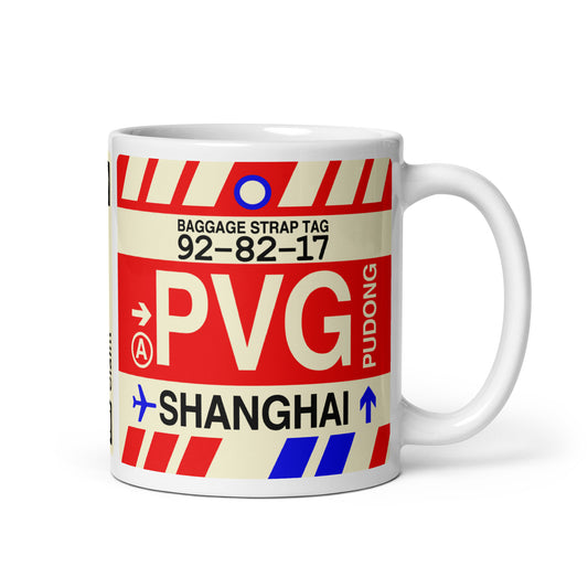 Travel Gift Coffee Mug • PVG Shanghai • YHM Designs - Image 01