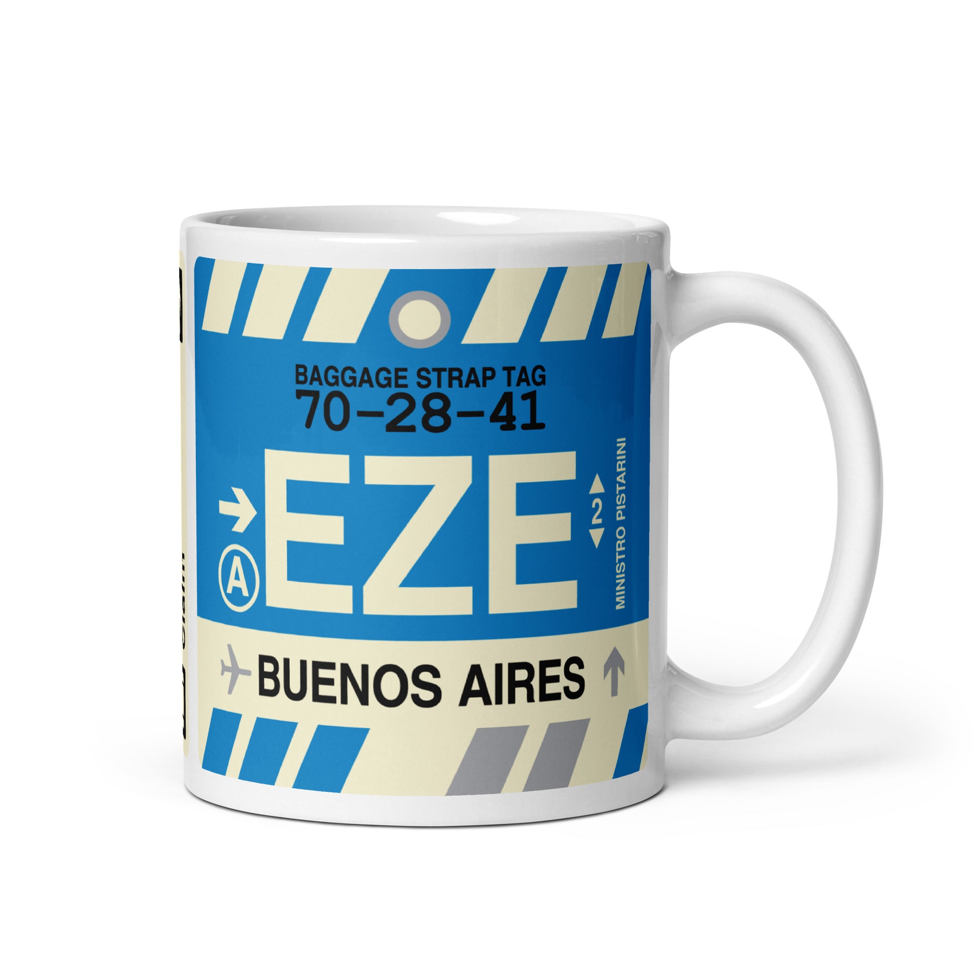 Travel-Themed Coffee Mug • EZE Buenos Aires • YHM Designs - Image 01