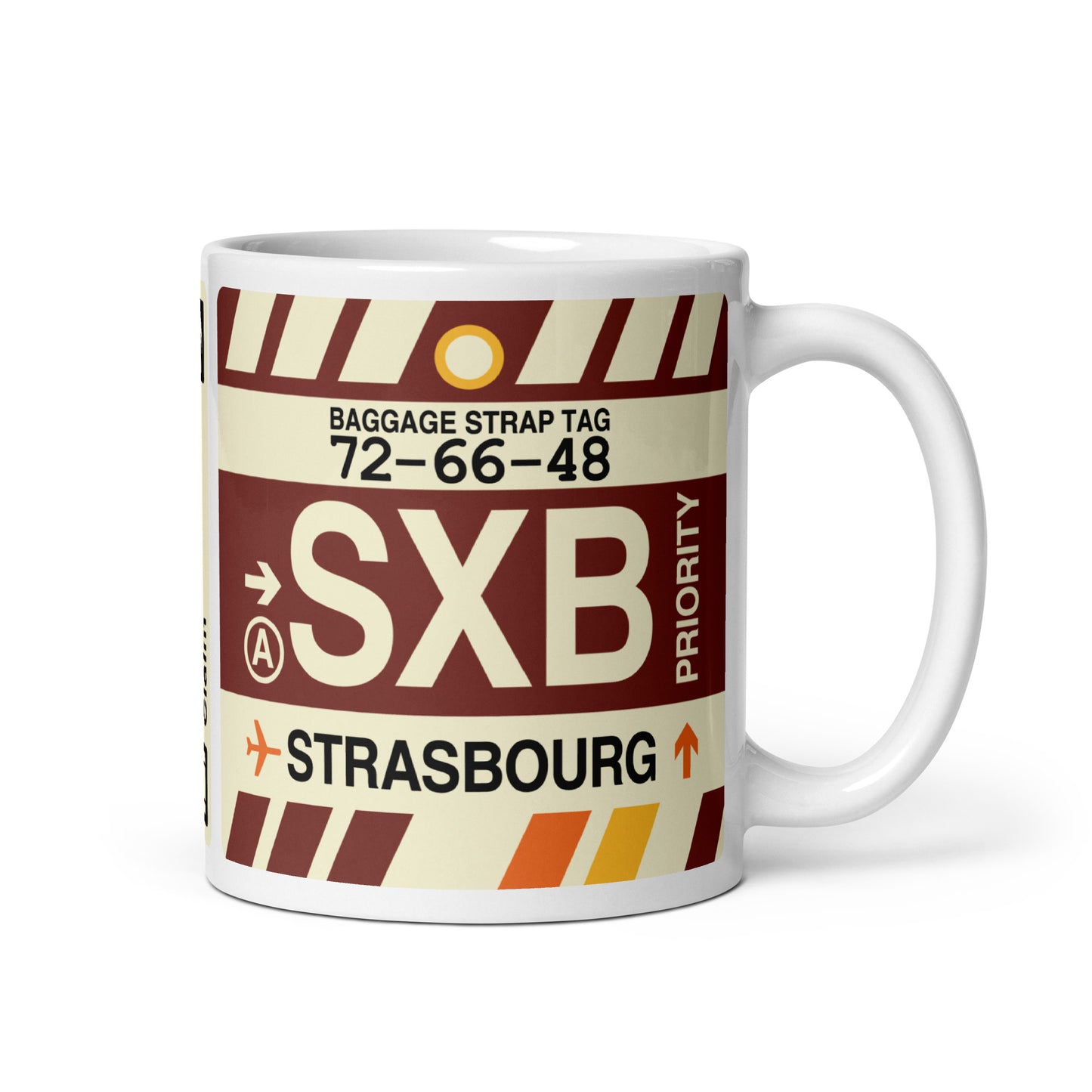 Travel-Themed Coffee Mug • SXB Strasbourg • YHM Designs - Image 01