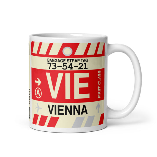 Travel-Themed Coffee Mug • VIE Vienna • YHM Designs - Image 01