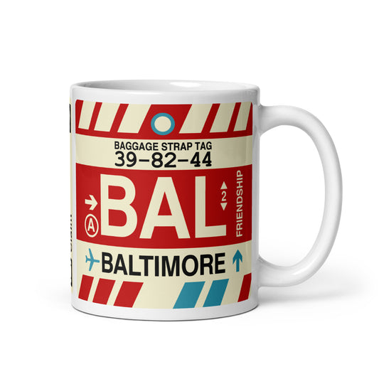 Travel-Themed Coffee Mug • BAL Baltimore • YHM Designs - Image 01