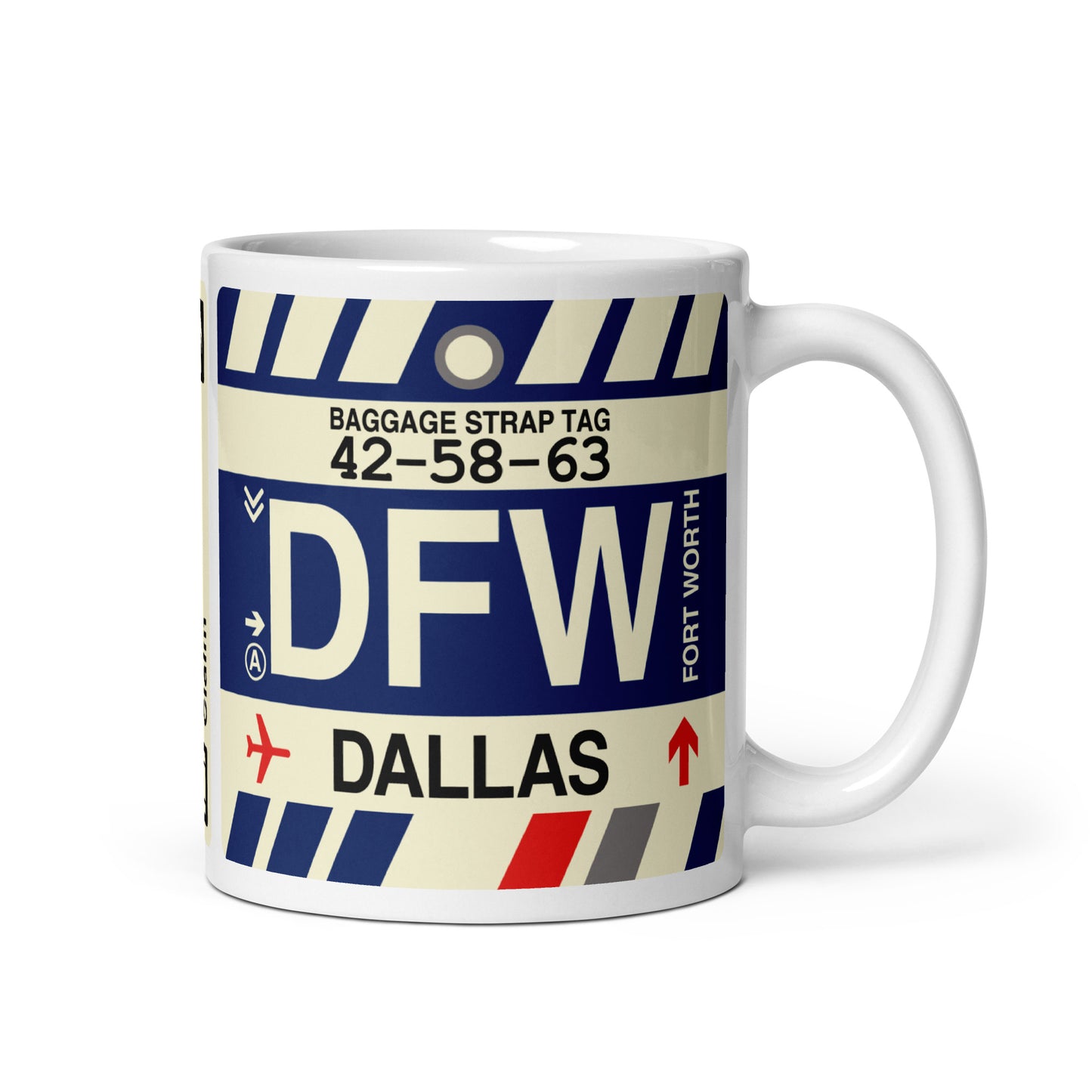 Travel-Themed Coffee Mug • DFW Dallas • YHM Designs - Image 01