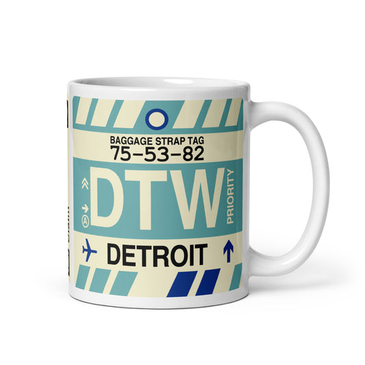 Travel Gift Coffee Mug • DTW Detroit • YHM Designs - Image 01