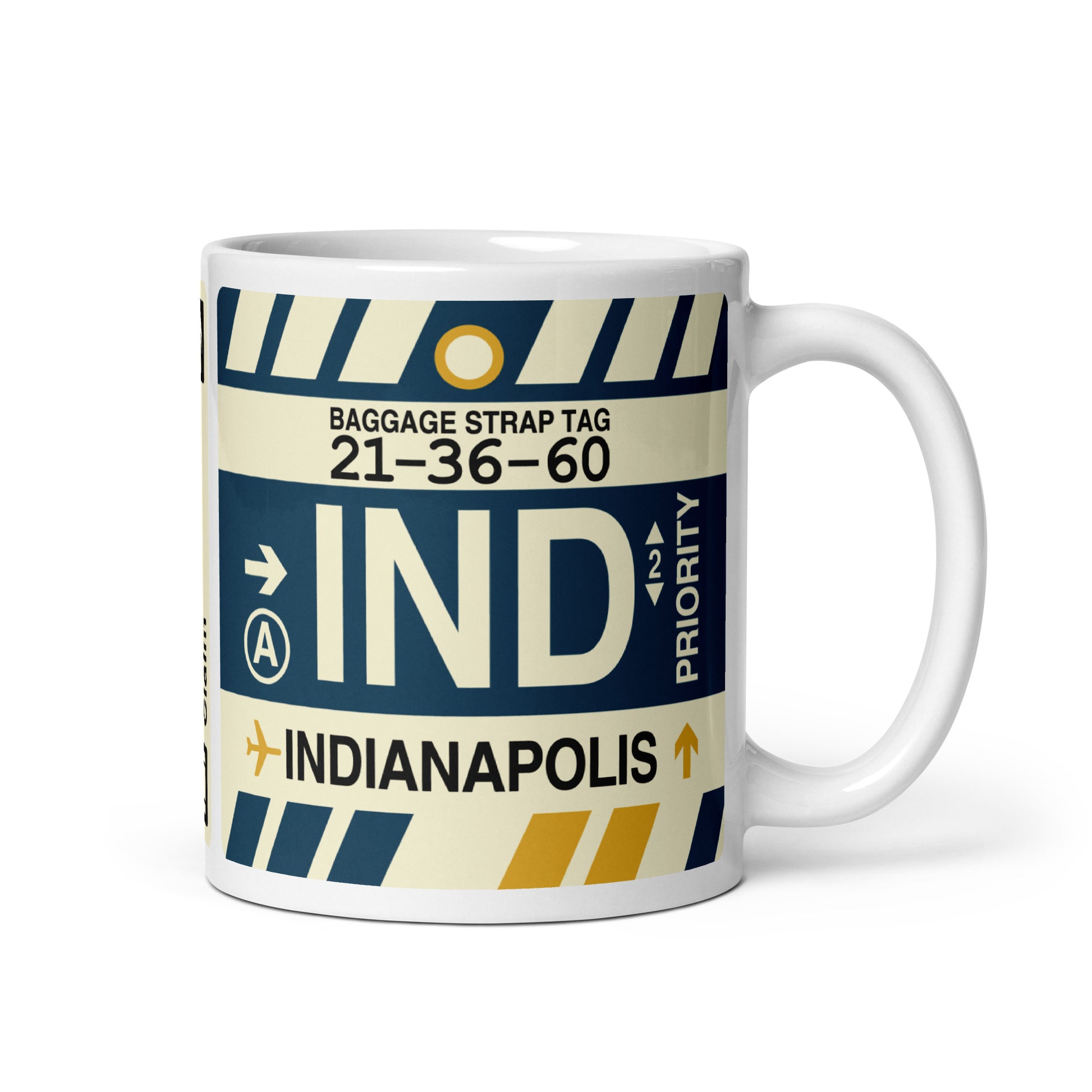 Travel-Themed Coffee Mug • IND Indianapolis • YHM Designs - Image 01