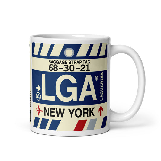 Travel Gift Coffee Mug • LGA New York City Souvenir • YHM Designs - Image 01