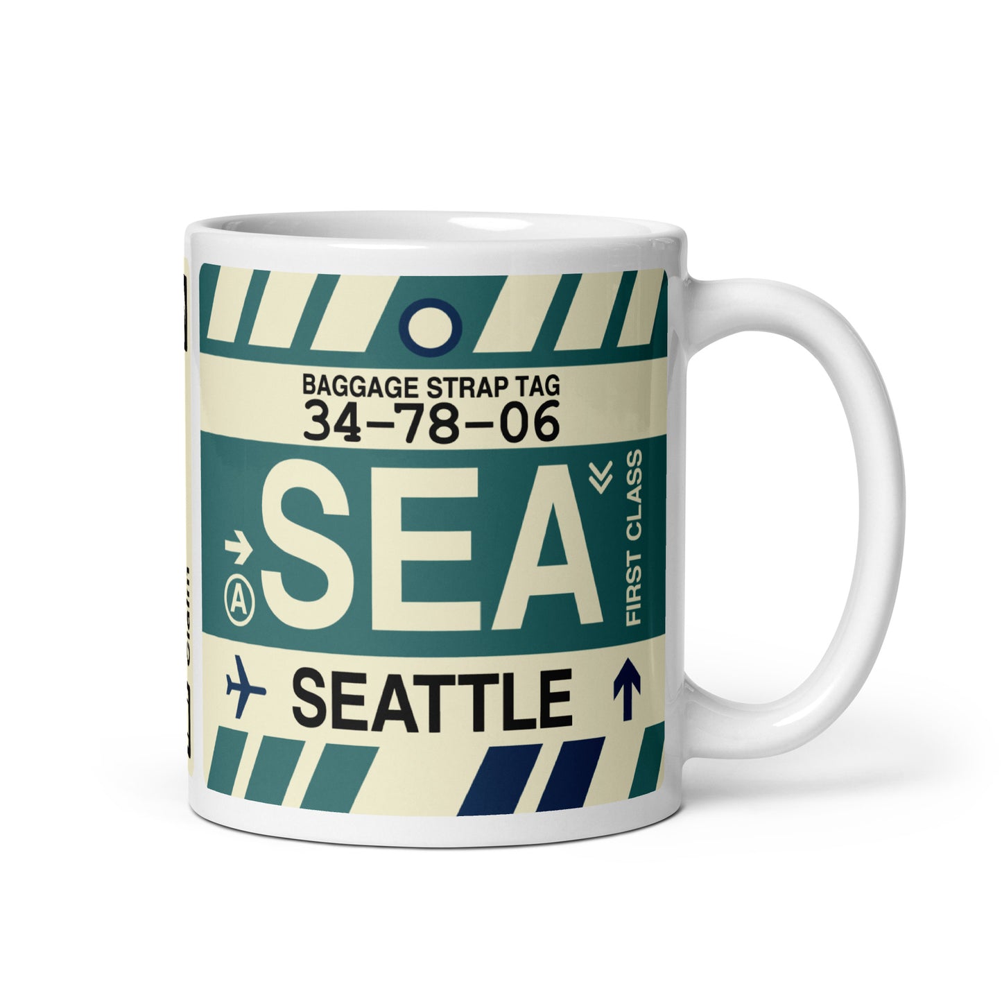 Travel Gift Coffee Mug • SEA Seattle • YHM Designs - Image 01