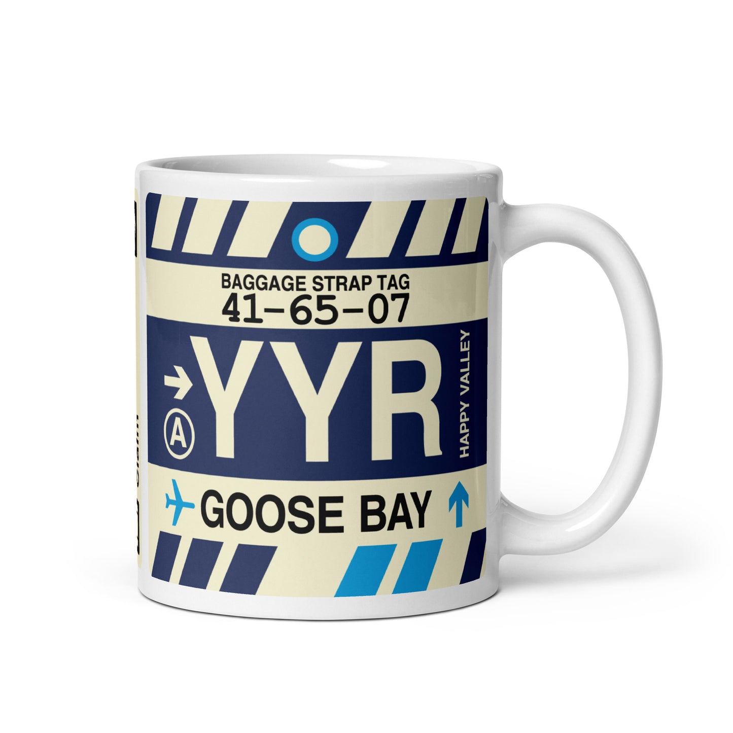 Travel-Themed Coffee Mug • YYR Goose Bay • YHM Designs - Image 01