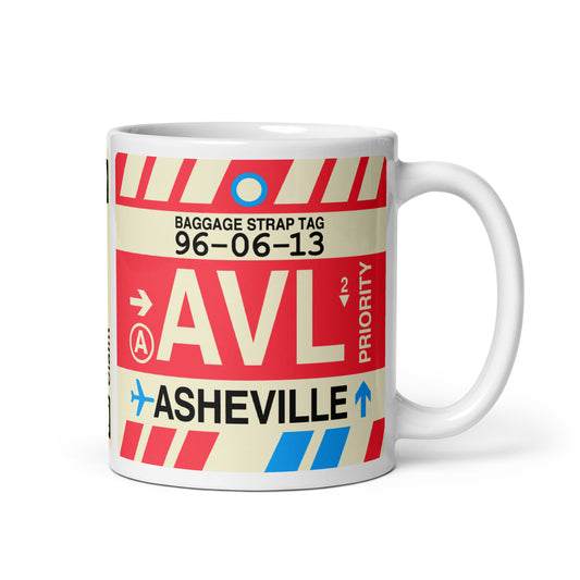 Travel-Themed Coffee Mug • AVL Asheville • YHM Designs - Image 01