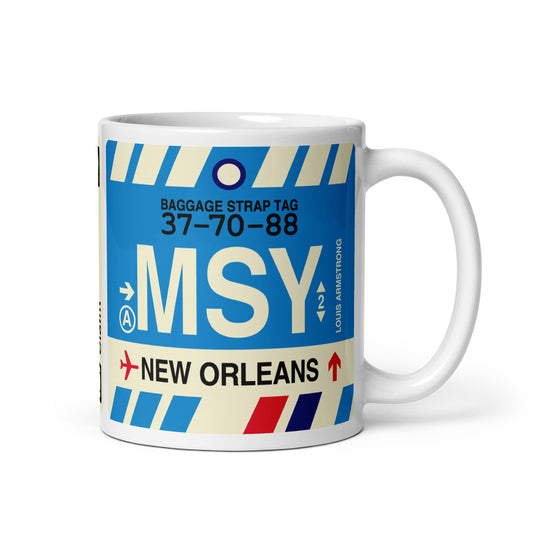 Travel-Themed Coffee Mug • MSY New Orleans • YHM Designs - Image 01