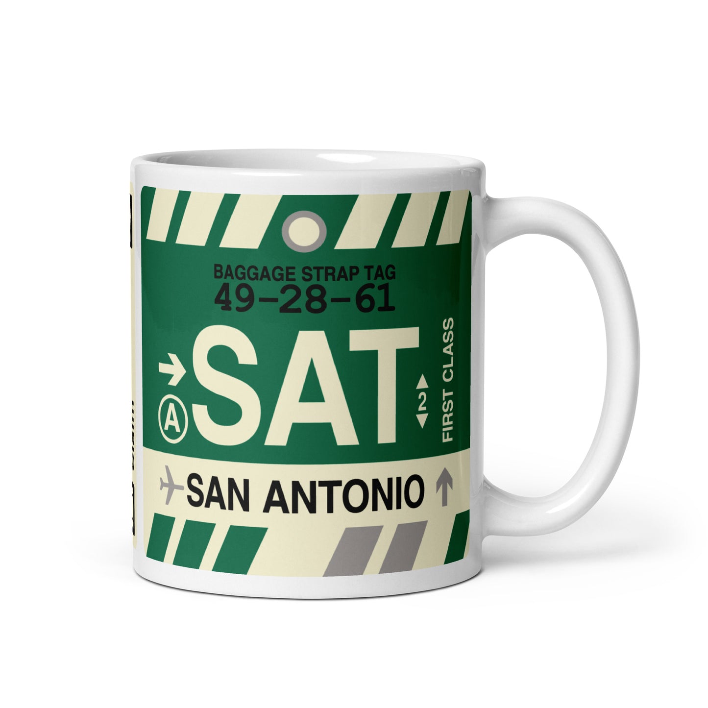 Travel-Themed Coffee Mug • SAT San Antonio • YHM Designs - Image 01