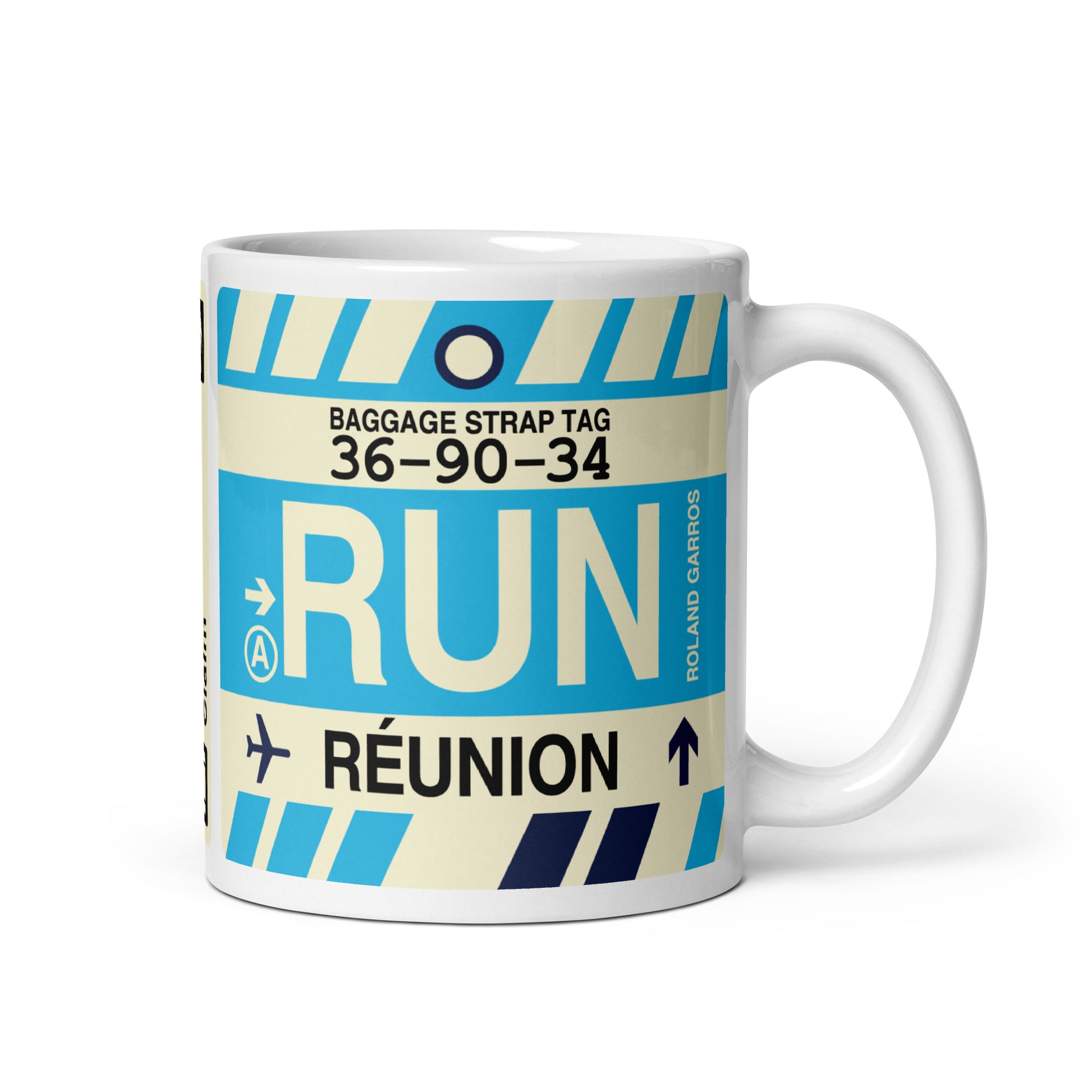 Travel-Themed Coffee Mug • RUN St-Denis • YHM Designs - Image 01