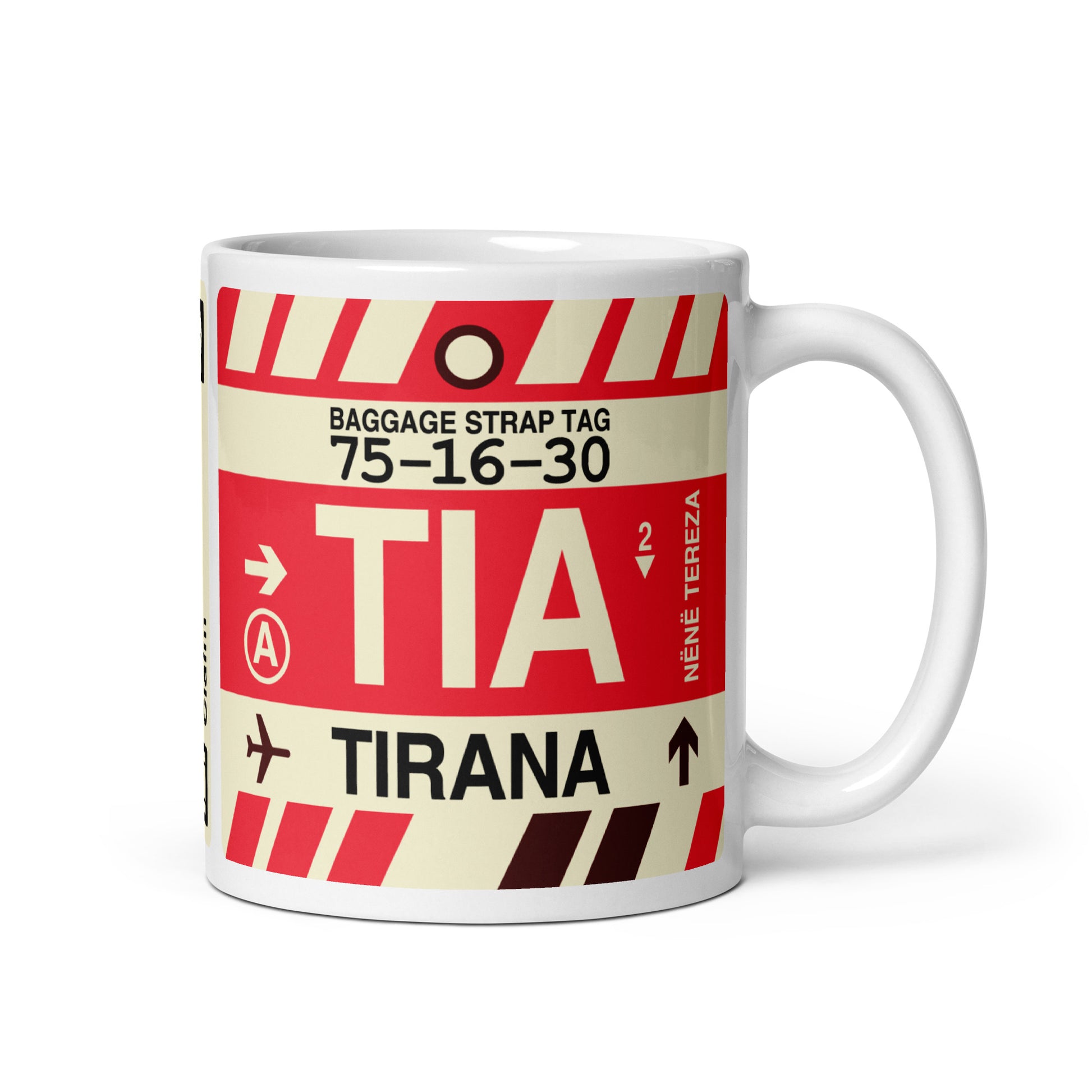 Travel-Themed Coffee Mug • TIA Tirana • YHM Designs - Image 01