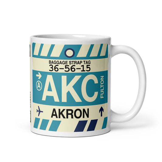 Travel-Themed Coffee Mug • AKC Akron • YHM Designs - Image 01