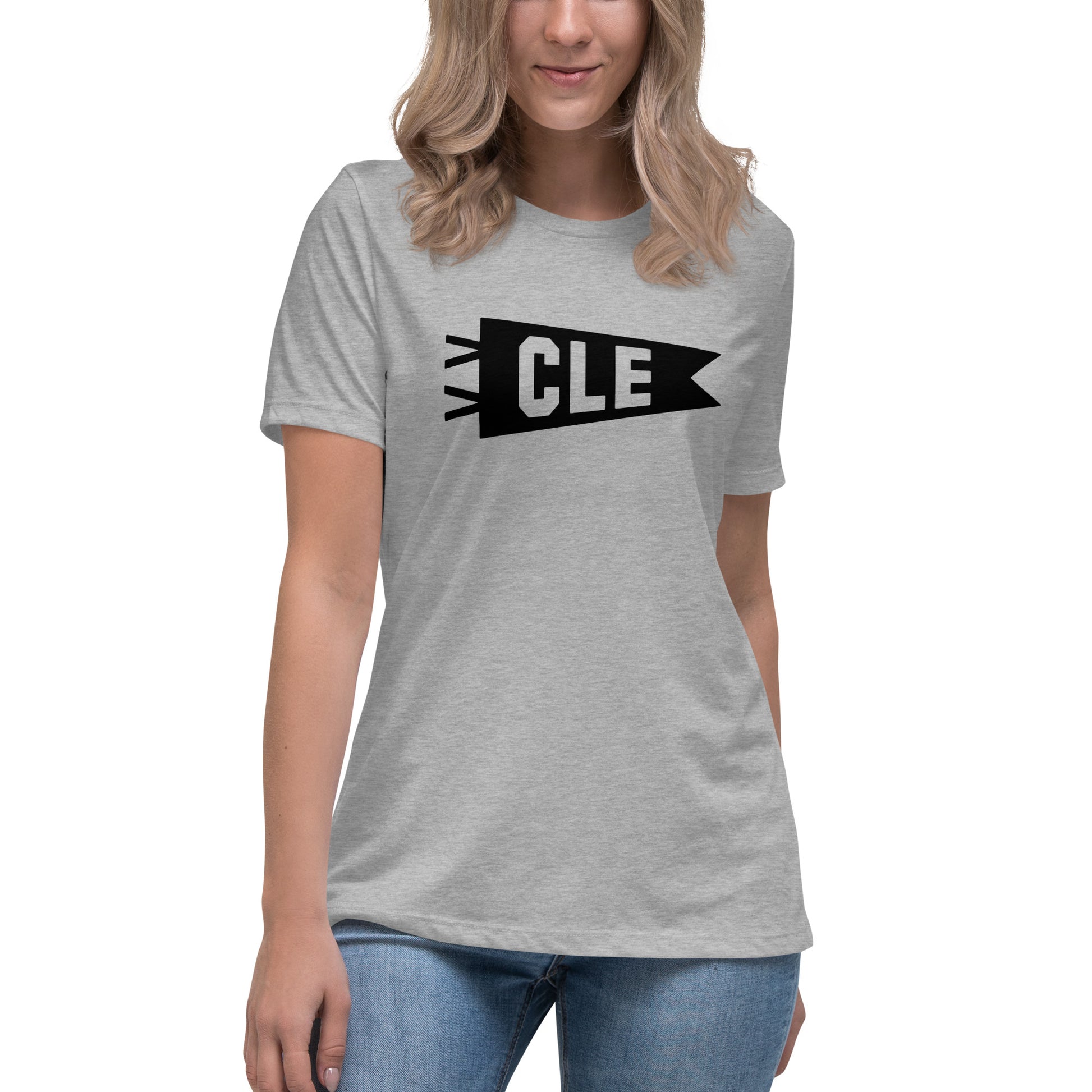 Airport Code Women's Tee - Black Graphic • CLE Cleveland • YHM Designs - Image 07