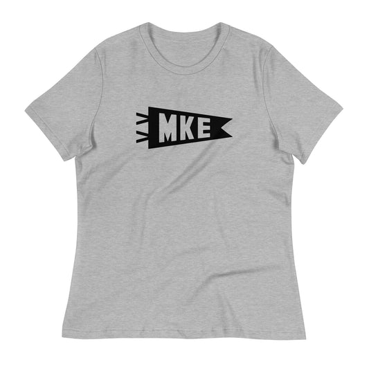 Airport Code Women's Tee - Black Graphic • MKE Milwaukee • YHM Designs - Image 02