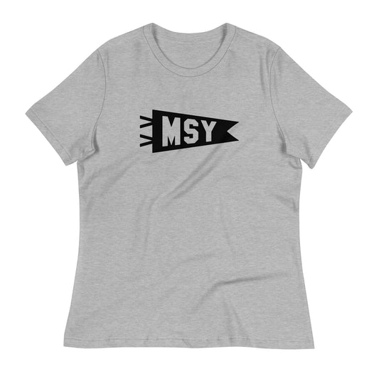 Airport Code Women's Tee - Black Graphic • MSY New Orleans • YHM Designs - Image 02