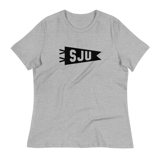 Airport Code Women's Tee - Black Graphic • SJU San Juan • YHM Designs - Image 02