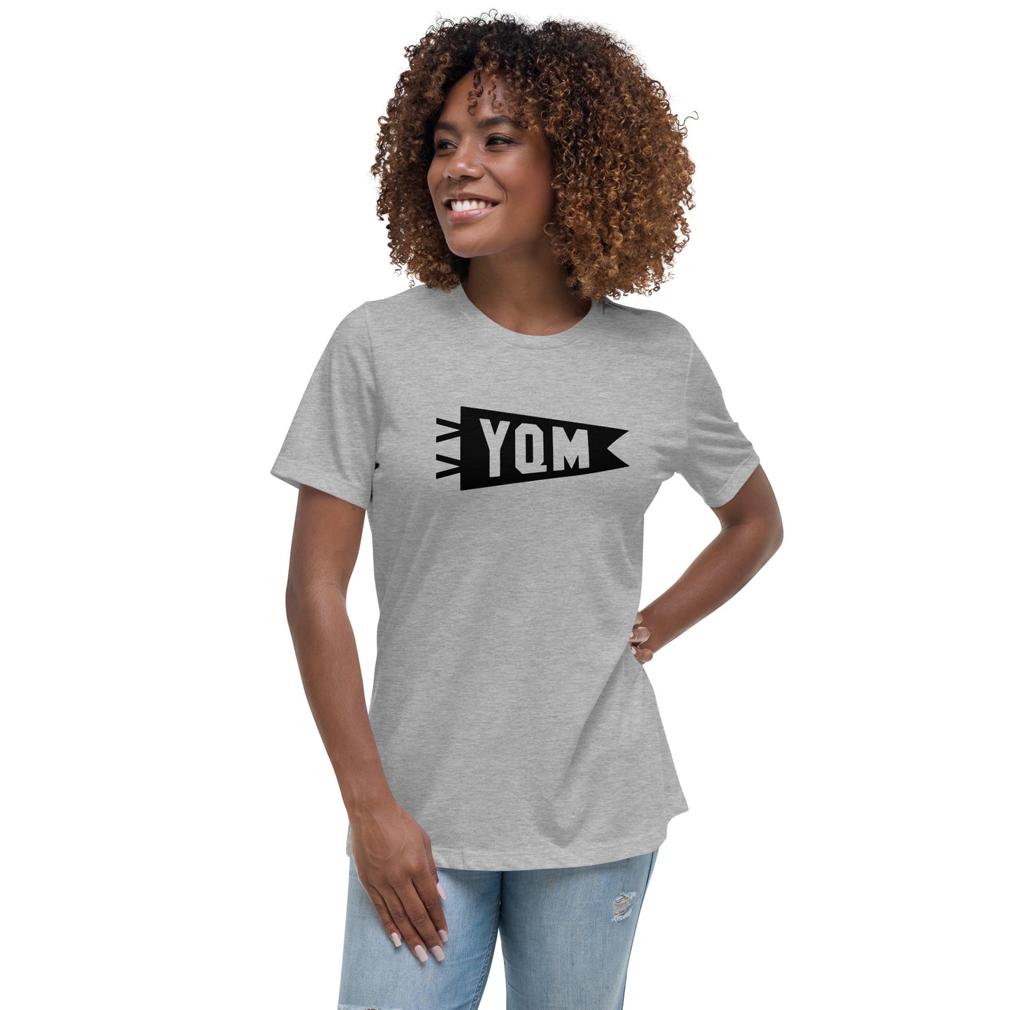 Airport Code Women's Tee - Black Graphic • YQM Moncton • YHM Designs - Image 06