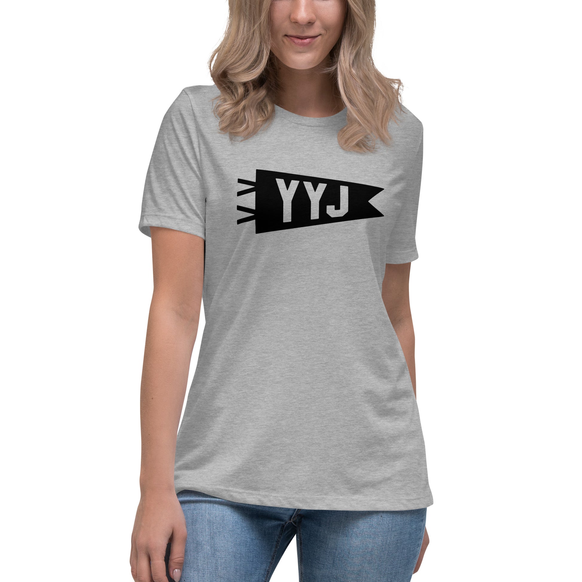 Airport Code Women's Tee - Black Graphic • YYJ Victoria • YHM Designs - Image 07