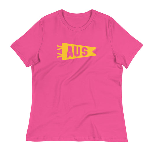 Airport Code Women's Tee - Yellow Graphic • AUS Austin • YHM Designs - Image 02