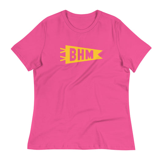 Airport Code Women's Tee - Yellow Graphic • BHM Birmingham • YHM Designs - Image 02