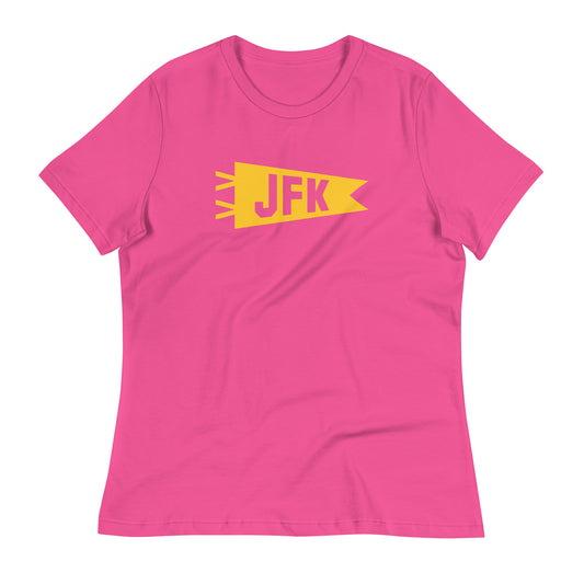 Airport Code Women's Tee - Yellow Graphic • JFK New York City • YHM Designs - Image 02