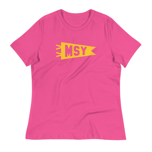 Airport Code Women's Tee - Yellow Graphic • MSY New Orleans • YHM Designs - Image 02