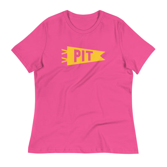 Airport Code Women's Tee - Yellow Graphic • PIT Pittsburgh • YHM Designs - Image 02
