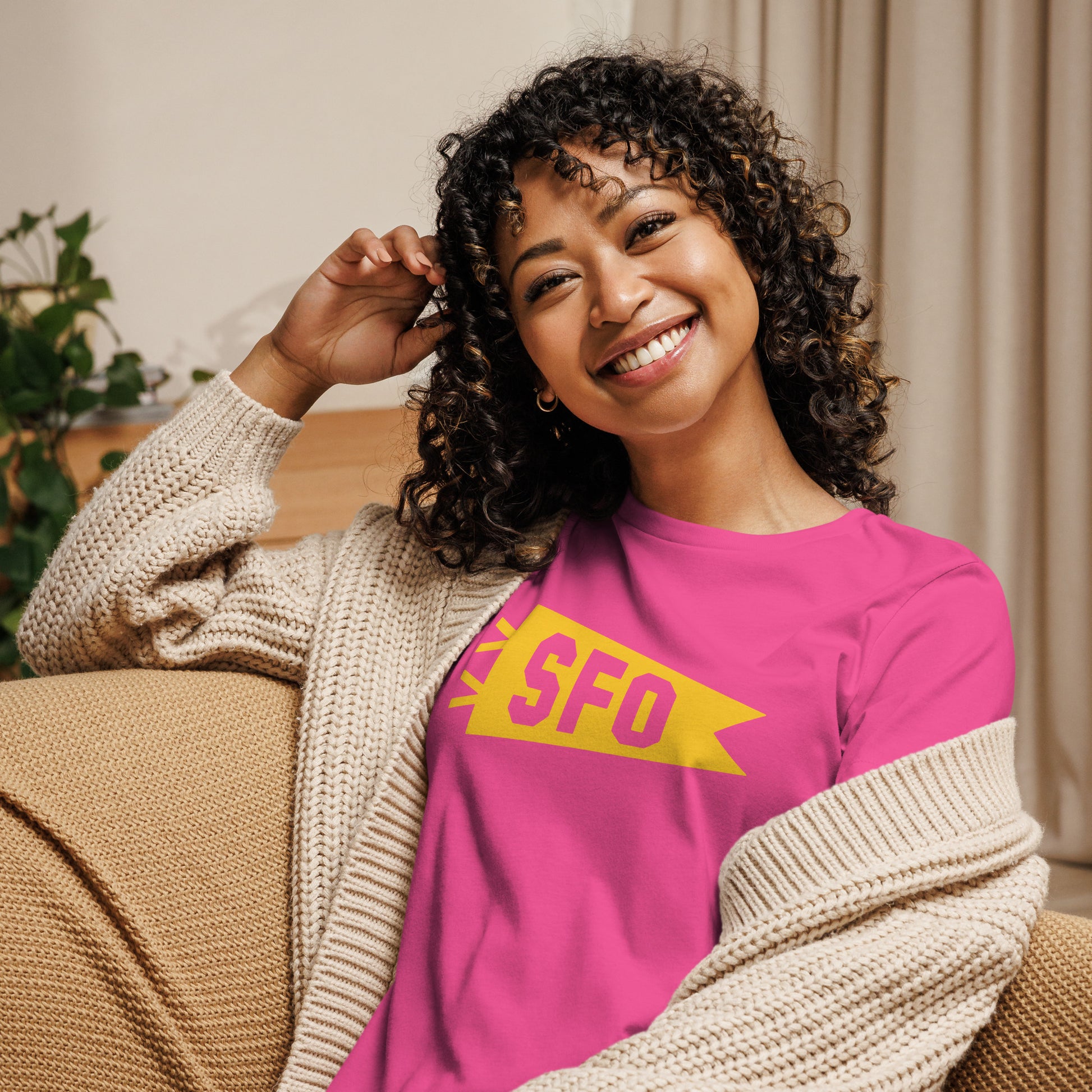 Airport Code Women's Tee - Yellow Graphic • SFO San Francisco • YHM Designs - Image 07