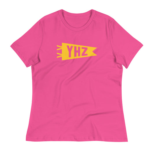 Airport Code Women's Tee - Yellow Graphic • YHZ Halifax • YHM Designs - Image 02