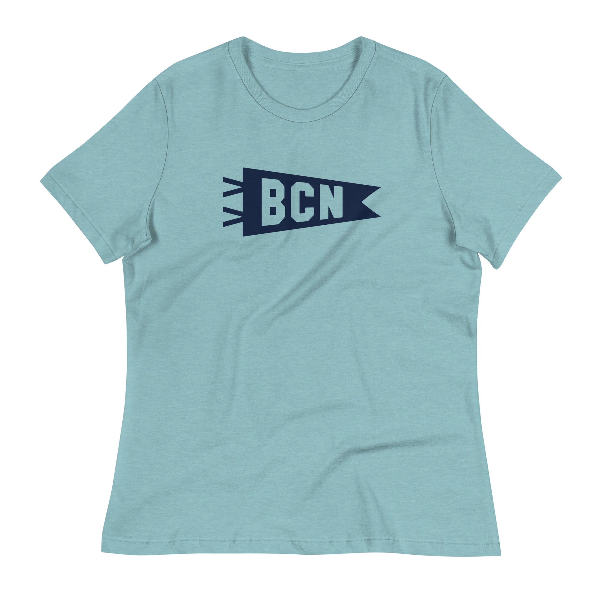 Airport Code Women's Tee - Navy Blue Graphic • BCN Barcelona • YHM Designs - Image 02