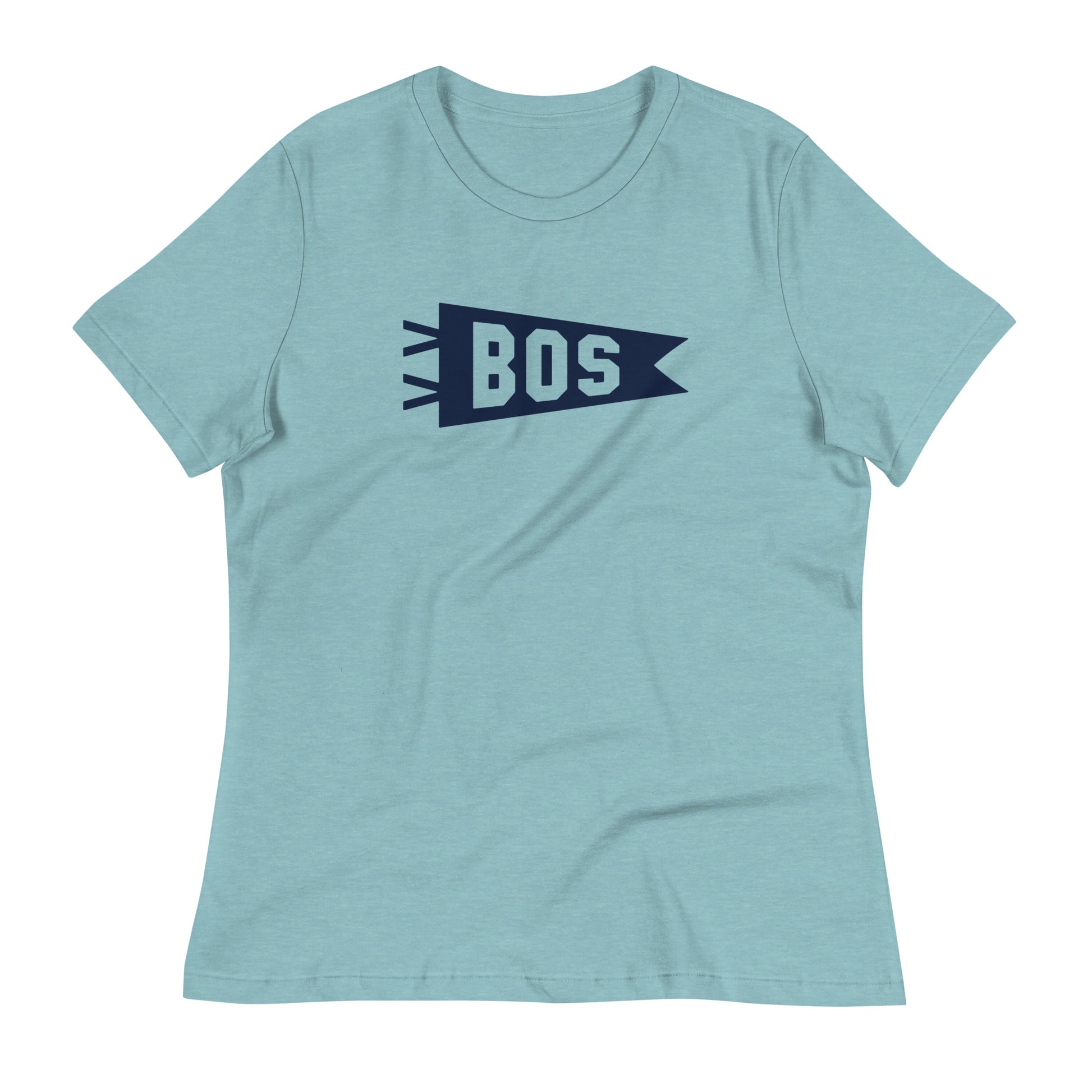 Airport Code Women's Tee - Navy Blue Graphic • BOS Boston • YHM Designs - Image 02