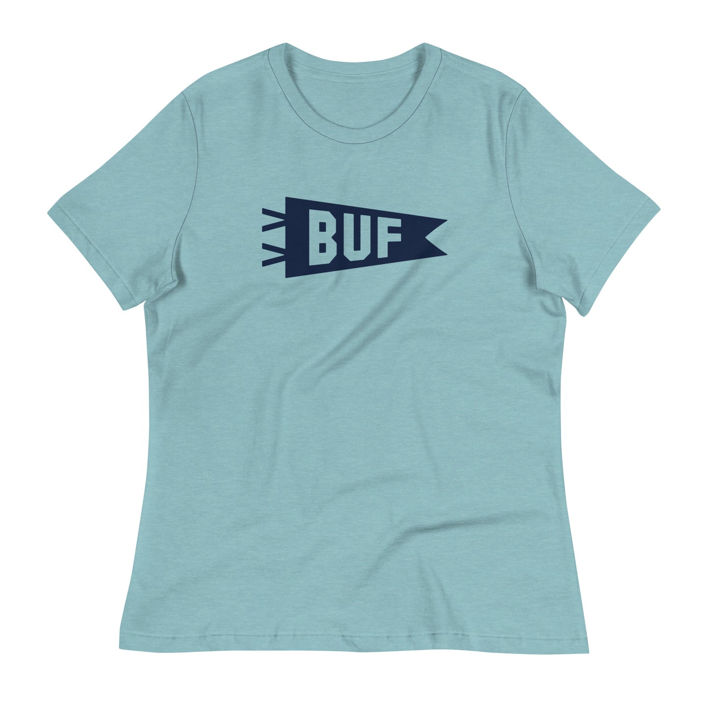 Airport Code Women's Tee - Navy Blue Graphic • BUF Buffalo • YHM Designs - Image 02