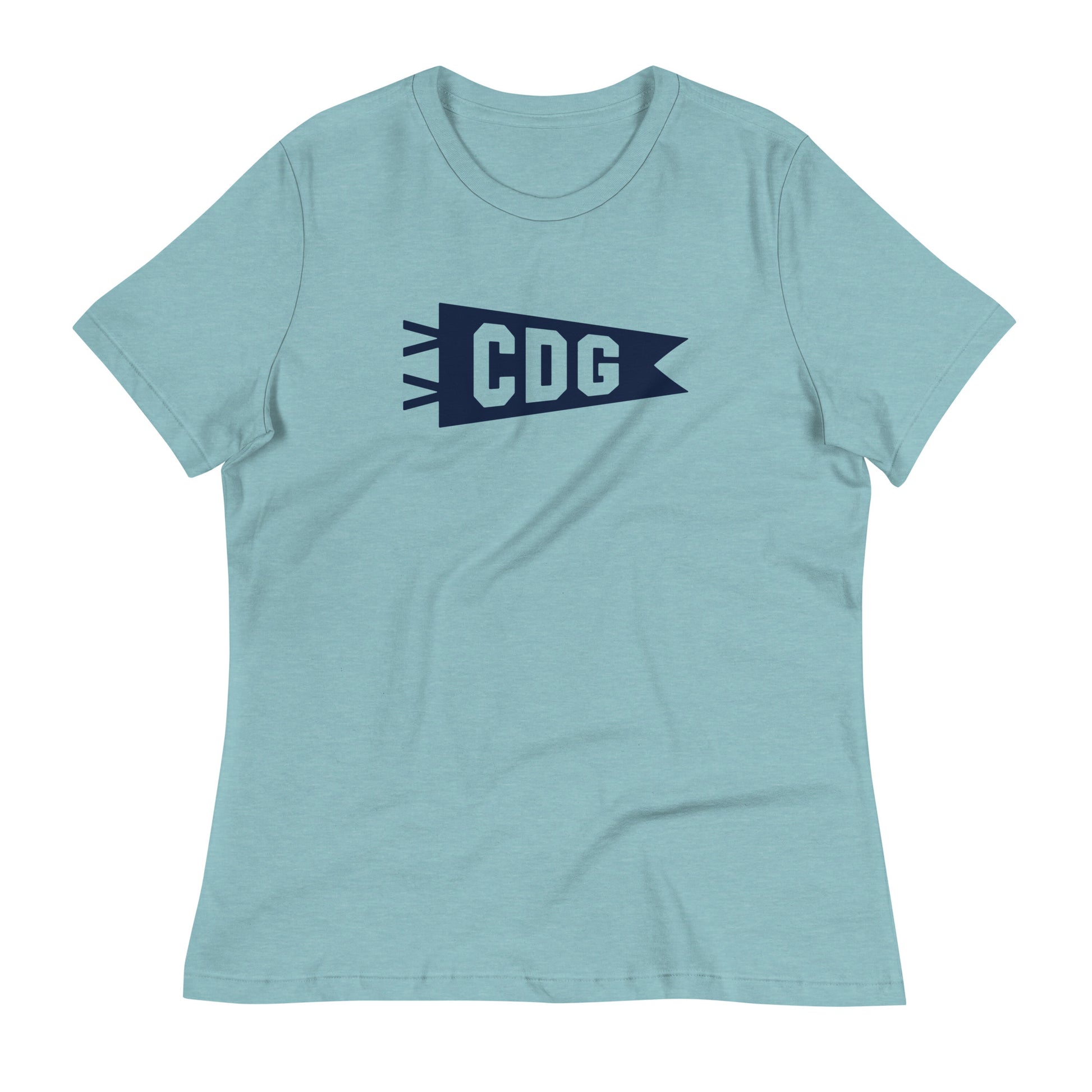 Airport Code Women's Tee - Navy Blue Graphic • CDG Paris • YHM Designs - Image 02